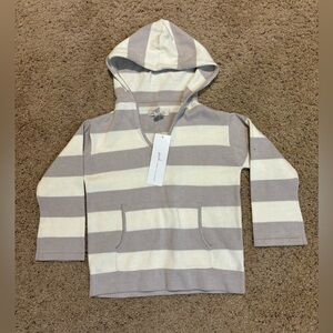 Peek Tan and Cream Striped Sweater with a Hood. Size XL18-24 months.